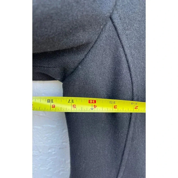 Versace Womens Long Sleeve Ruffle Collar Wool Peacoat Jacket Black Sz M - Picture 7 of 12